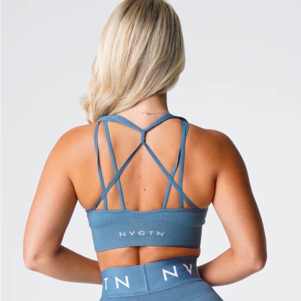 NVGTN Stone Blue Galaxy Ribbed Seamless Bra